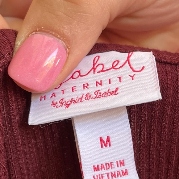 Isabel Maternity Ribbed Tank Ruched Red Medium - Picture 3 of 4